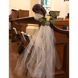 Wedding Tulle Pew Bow Flower Aisle Chair Decoration Yellow Rose Set of 12